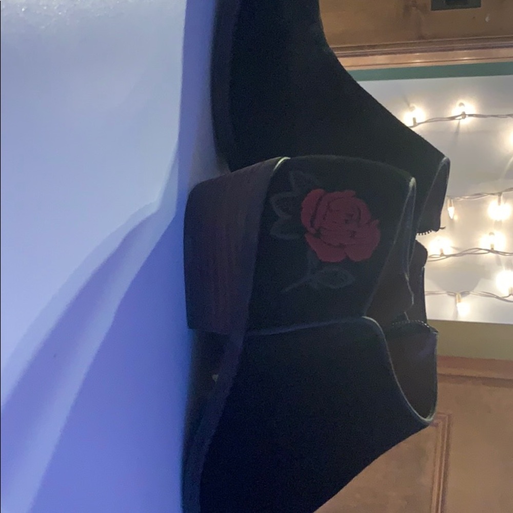 Black with rose booties